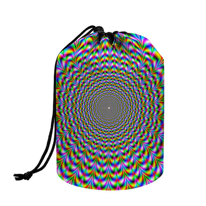 Psychedelic Web Optical Illusion Drawstring Makeup Bag