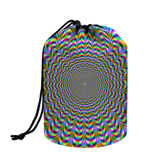 Psychedelic Web Optical Illusion Drawstring Makeup Bag