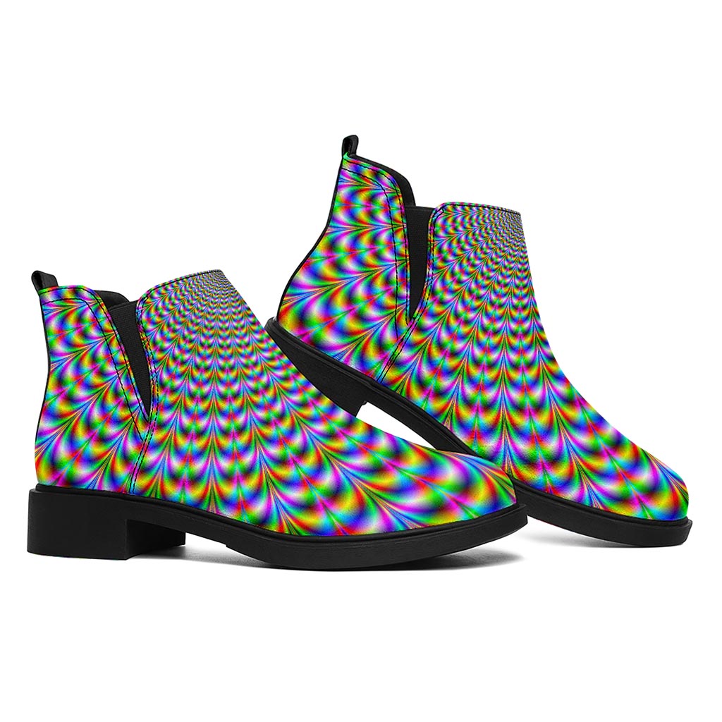 Psychedelic Web Optical Illusion Flat Ankle Boots