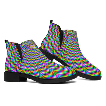 Psychedelic Web Optical Illusion Flat Ankle Boots