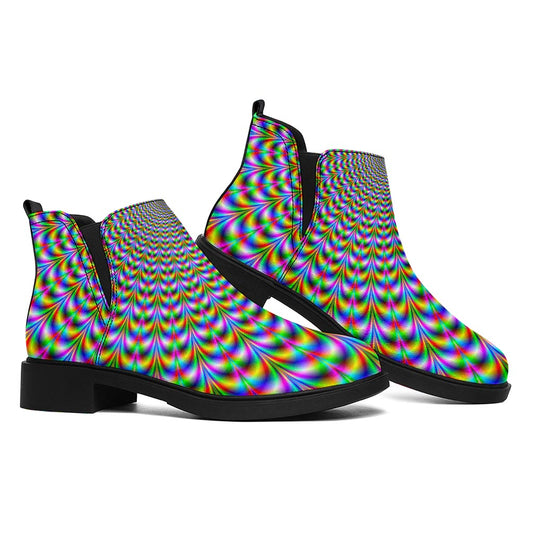 Psychedelic Web Optical Illusion Flat Ankle Boots