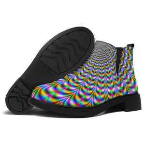 Psychedelic Web Optical Illusion Flat Ankle Boots
