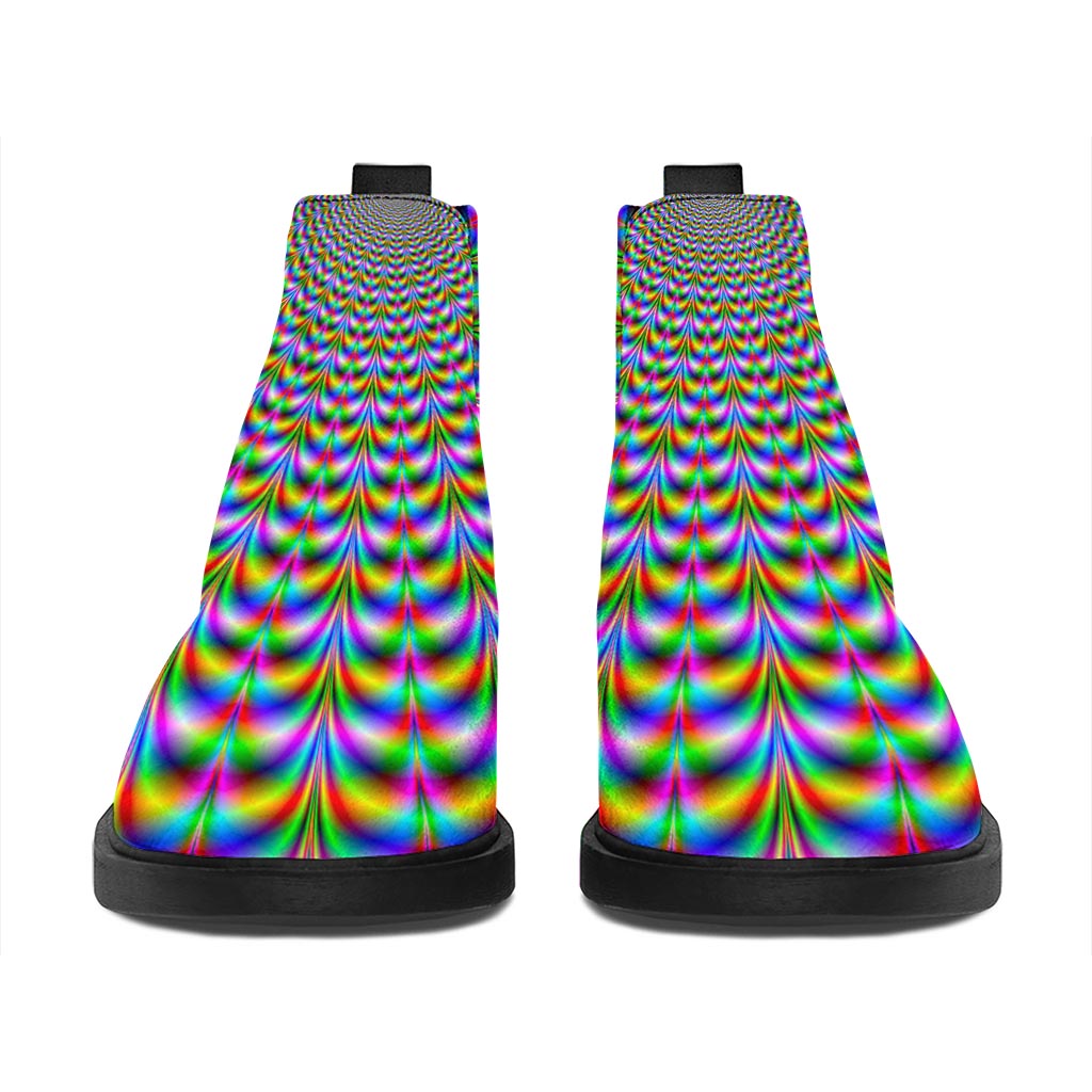 Psychedelic Web Optical Illusion Flat Ankle Boots