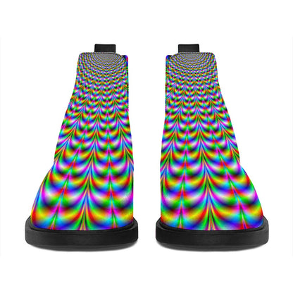 Psychedelic Web Optical Illusion Flat Ankle Boots