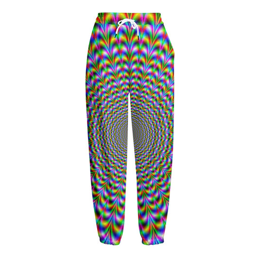 Psychedelic Web Optical Illusion Fleece Lined Knit Pants