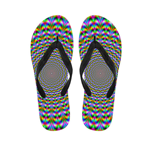 Psychedelic Web Optical Illusion Flip Flops