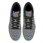 Psychedelic Web Optical Illusion High Top Leather Sneakers