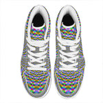 Psychedelic Web Optical Illusion High Top Leather Sneakers