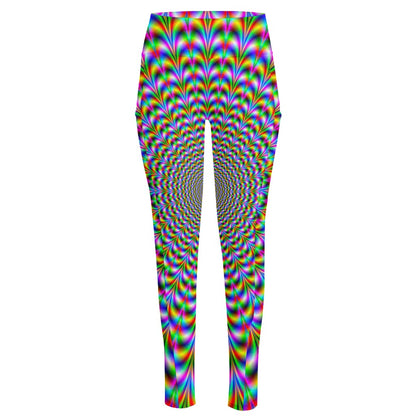 Psychedelic Web Optical Illusion High-Waisted Pocket Leggings