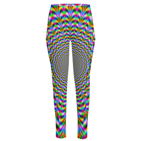 Psychedelic Web Optical Illusion High-Waisted Pocket Leggings
