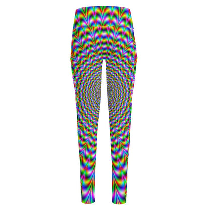 Psychedelic Web Optical Illusion High-Waisted Pocket Leggings