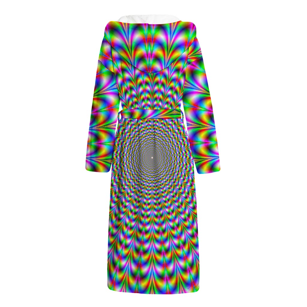 Psychedelic Web Optical Illusion Hooded Bathrobe