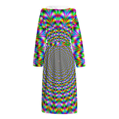 Psychedelic Web Optical Illusion Hooded Bathrobe