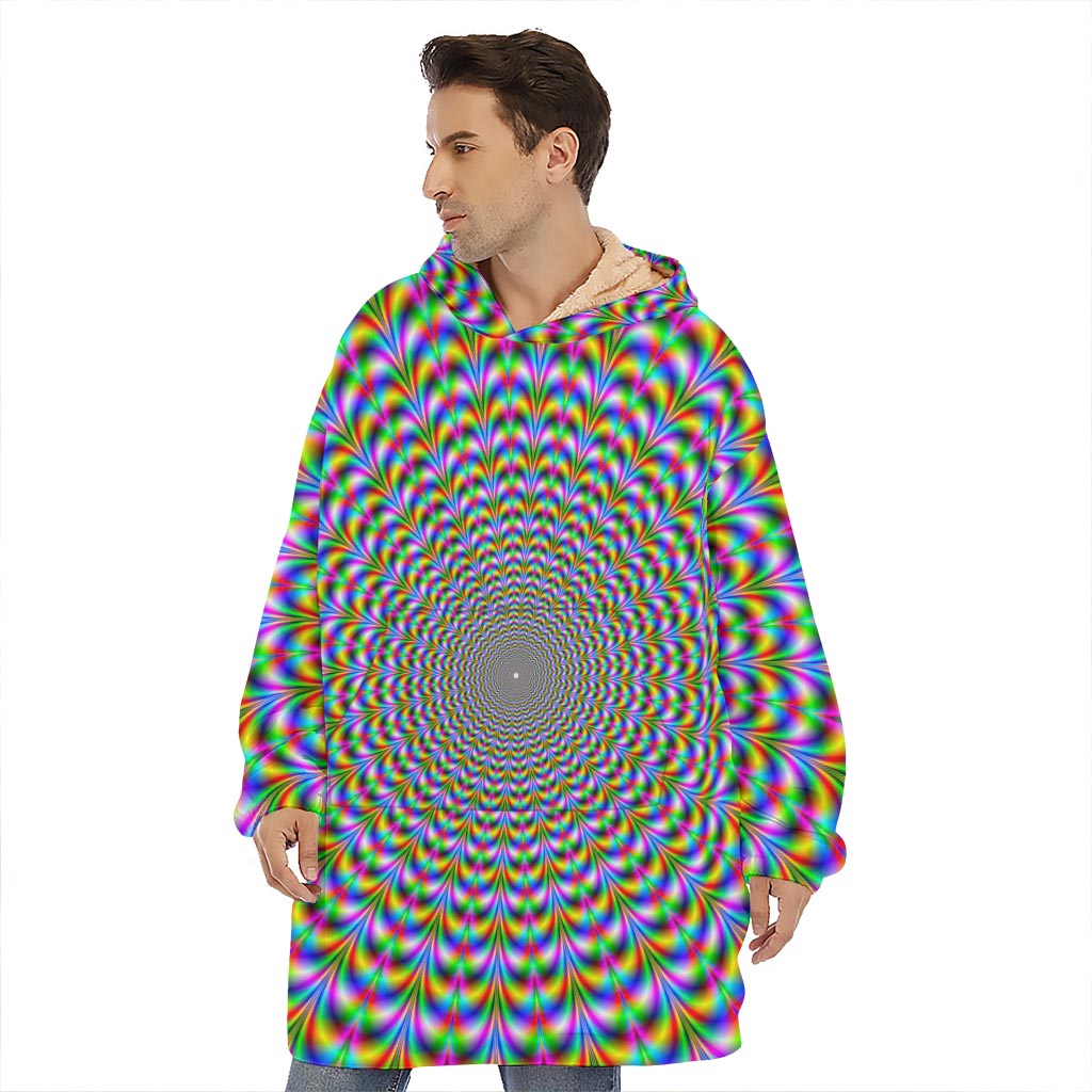 Psychedelic Web Optical Illusion Hoodie Blanket