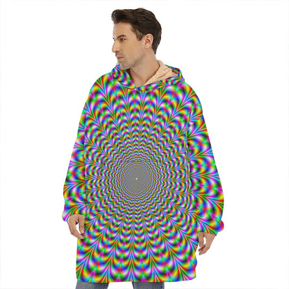 Psychedelic Web Optical Illusion Hoodie Blanket
