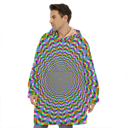 Psychedelic Web Optical Illusion Hoodie Blanket