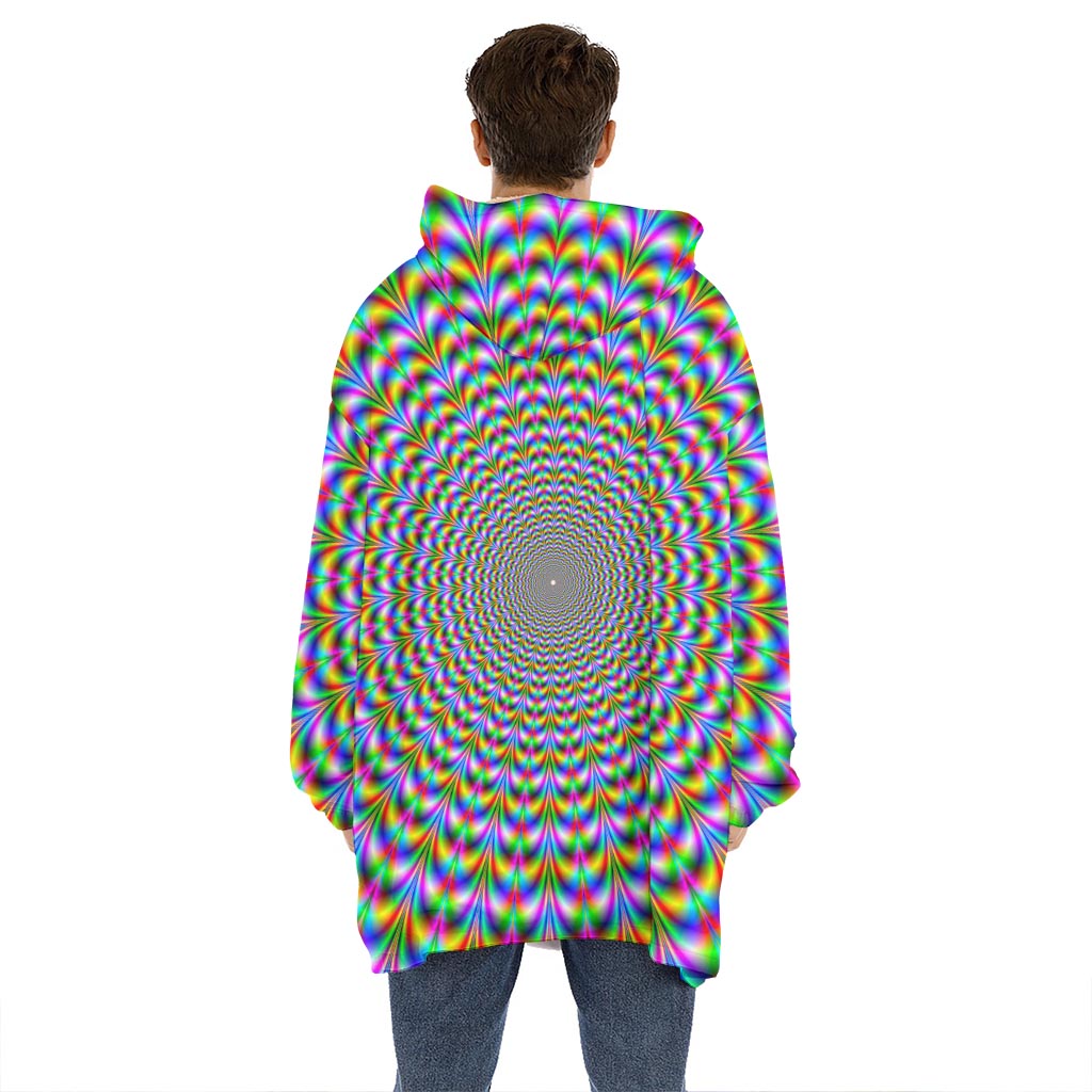 Psychedelic Web Optical Illusion Hoodie Blanket