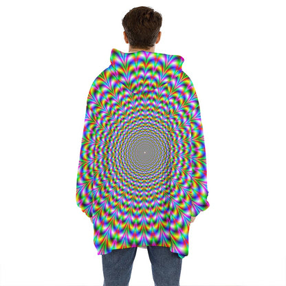 Psychedelic Web Optical Illusion Hoodie Blanket