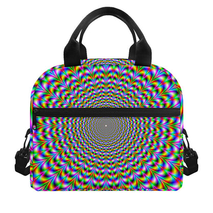 Psychedelic Web Optical Illusion Insulated Lunch Bag