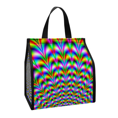 Psychedelic Web Optical Illusion Insulated Lunch Tote