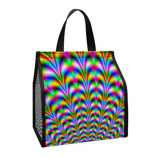 Psychedelic Web Optical Illusion Insulated Lunch Tote