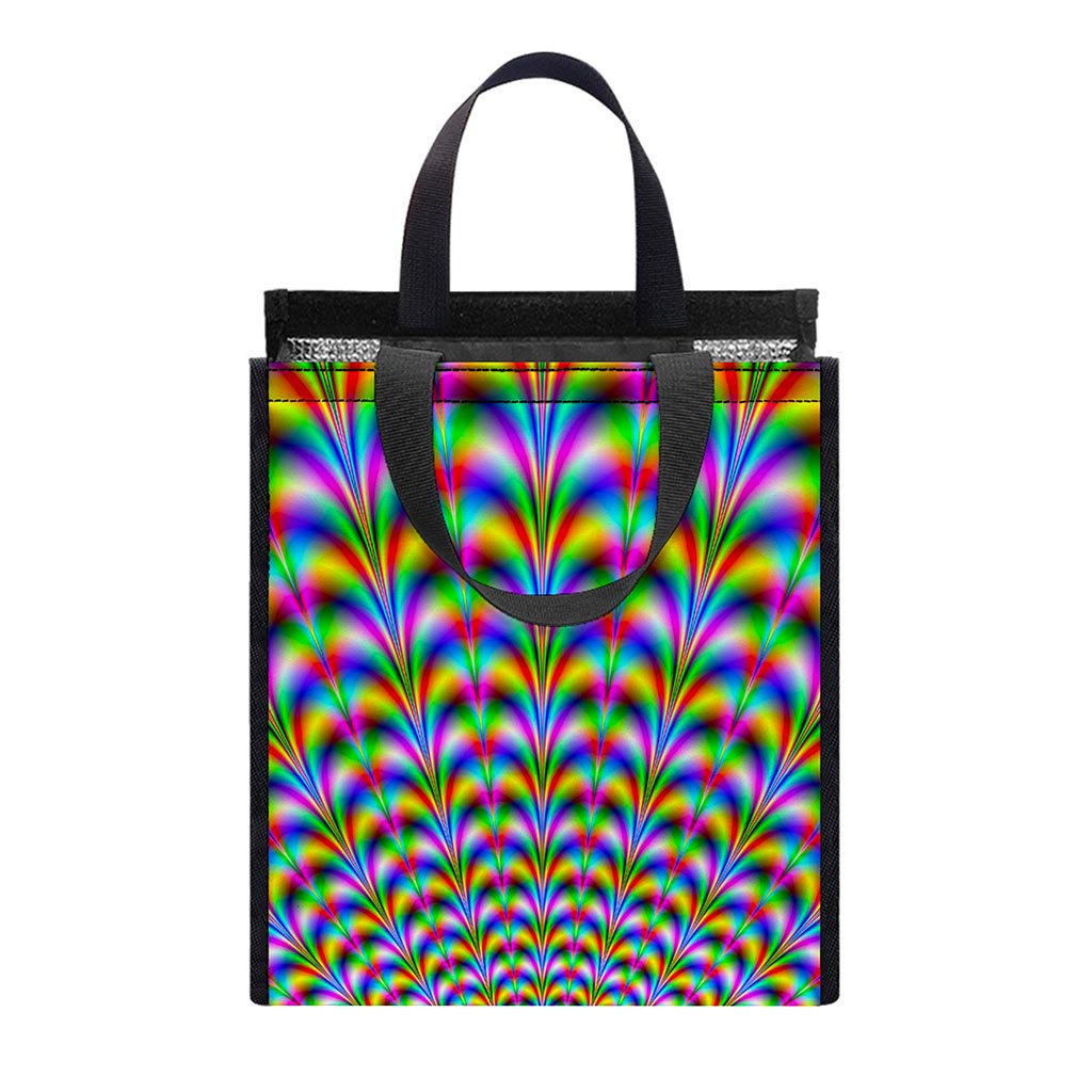 Psychedelic Web Optical Illusion Insulated Lunch Tote