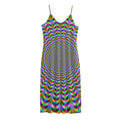Psychedelic Web Optical Illusion Jersey Midi Cami Dress
