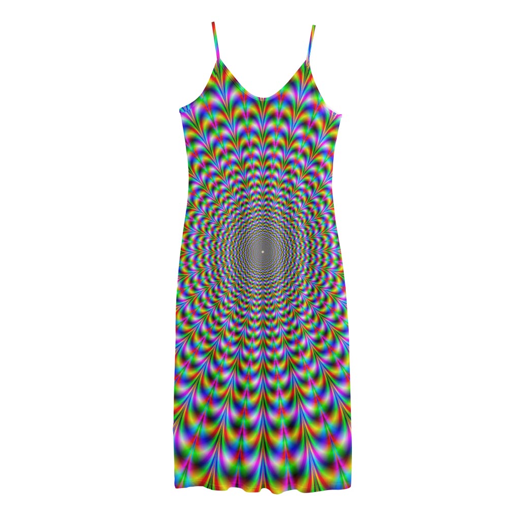 Psychedelic Web Optical Illusion Jersey Midi Cami Dress