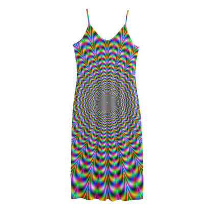 Psychedelic Web Optical Illusion Jersey Midi Cami Dress