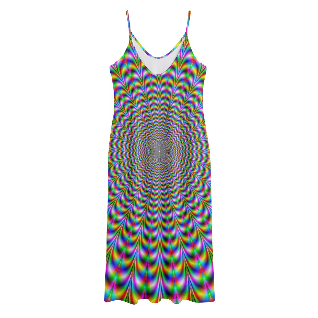 Psychedelic Web Optical Illusion Jersey Midi Cami Dress