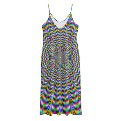 Psychedelic Web Optical Illusion Jersey Midi Cami Dress