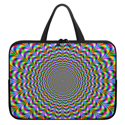 Psychedelic Web Optical Illusion Laptop Sleeve With Handle