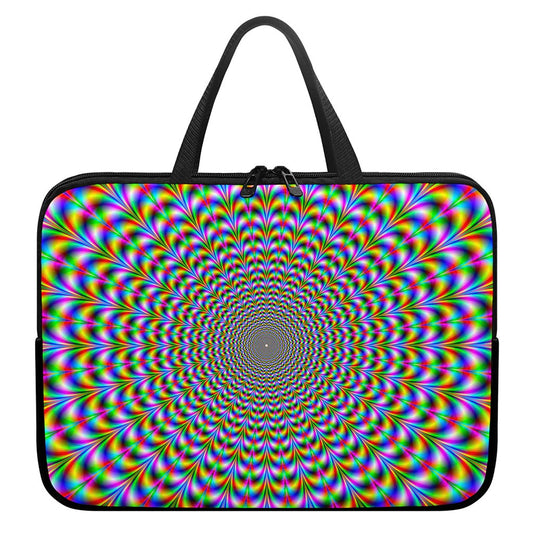 Psychedelic Web Optical Illusion Laptop Sleeve With Handle