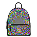 Psychedelic Web Optical Illusion Leather Backpack