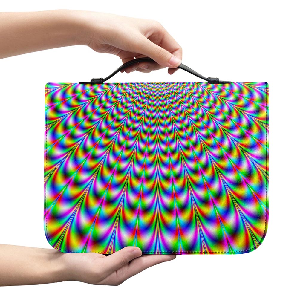 Psychedelic Web Optical Illusion Leather Bible Cover