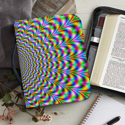 Psychedelic Web Optical Illusion Leather Bible Cover