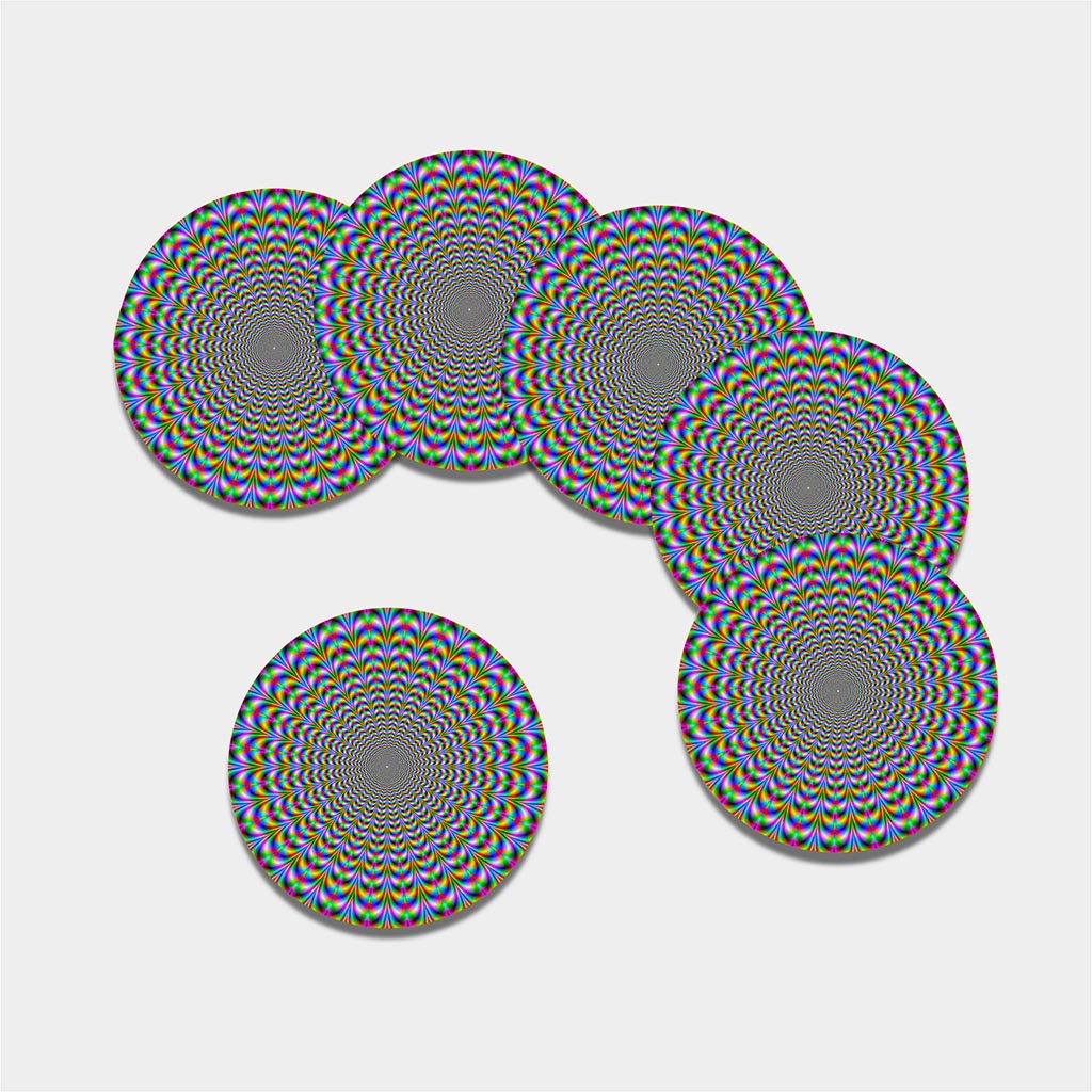 Psychedelic Web Optical Illusion Leather Coaster Set