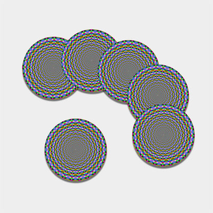 Psychedelic Web Optical Illusion Leather Coaster Set