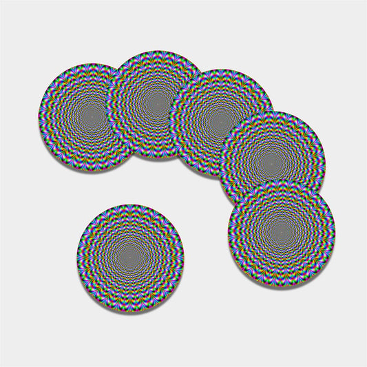 Psychedelic Web Optical Illusion Leather Coaster Set