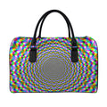 Psychedelic Web Optical Illusion Leather Duffel Bag