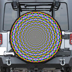 Psychedelic Web Optical Illusion Leather Spare Tire Cover