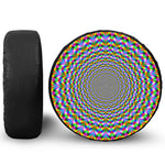 Psychedelic Web Optical Illusion Leather Spare Tire Cover