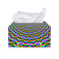 Psychedelic Web Optical Illusion Leather Tissue Box Cover