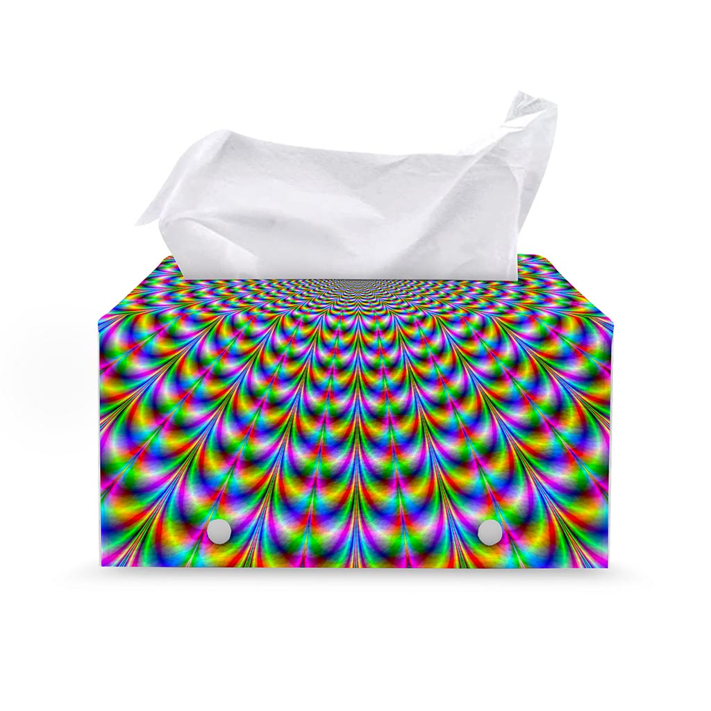 Psychedelic Web Optical Illusion Leather Tissue Box Cover