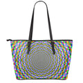 Psychedelic Web Optical Illusion Leather Tote Bag With Zipper