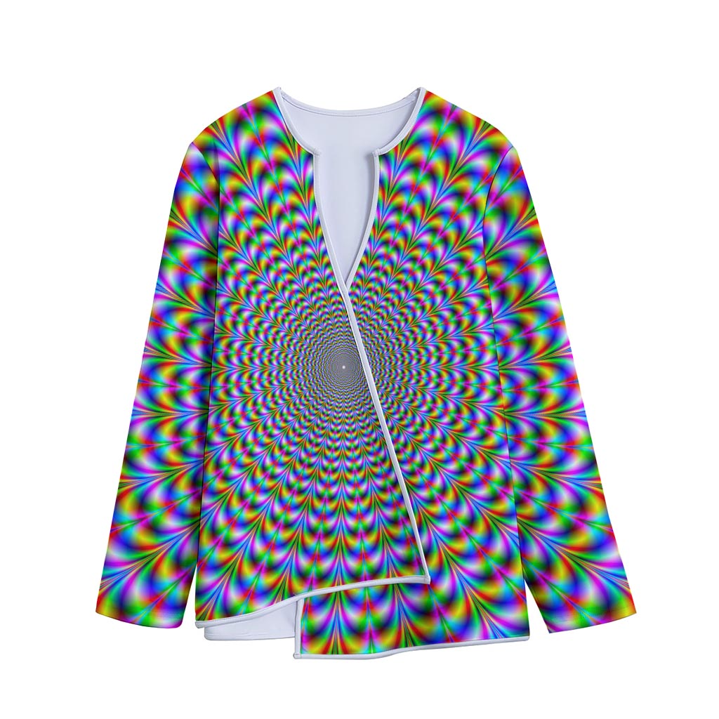 Psychedelic Web Optical Illusion Long Sleeve Short Coat