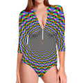 Psychedelic Web Optical Illusion Long Sleeve Swimsuit