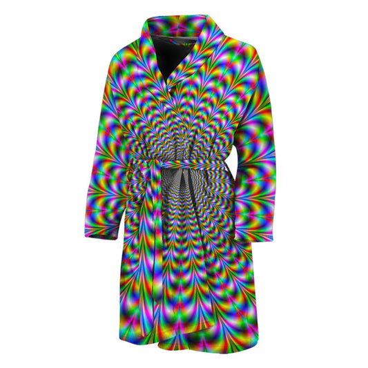 Psychedelic Web Optical Illusion Men's Bathrobe