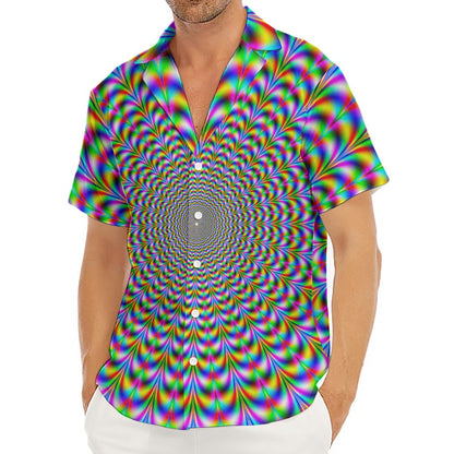 Psychedelic Web Optical Illusion Men's Deep V-Neck Shirt