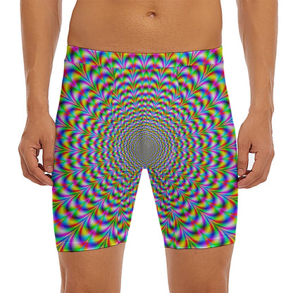 Psychedelic Web Optical Illusion Men's Long Boxer Briefs